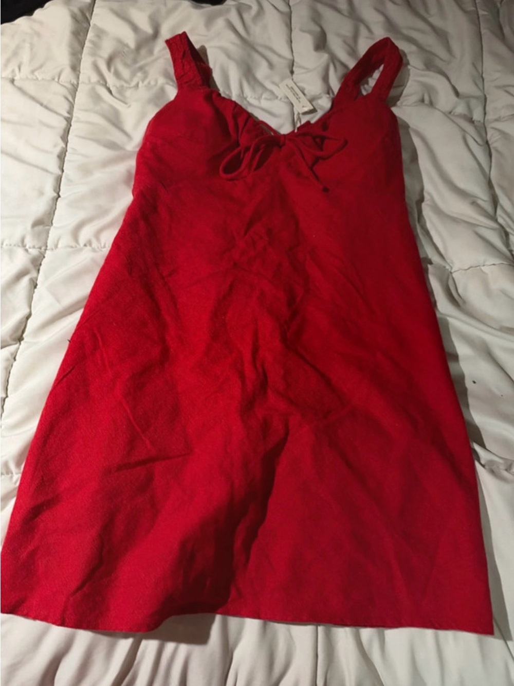 Abercrombie & Fitch Red Sleeveless Tie-Front Chemise